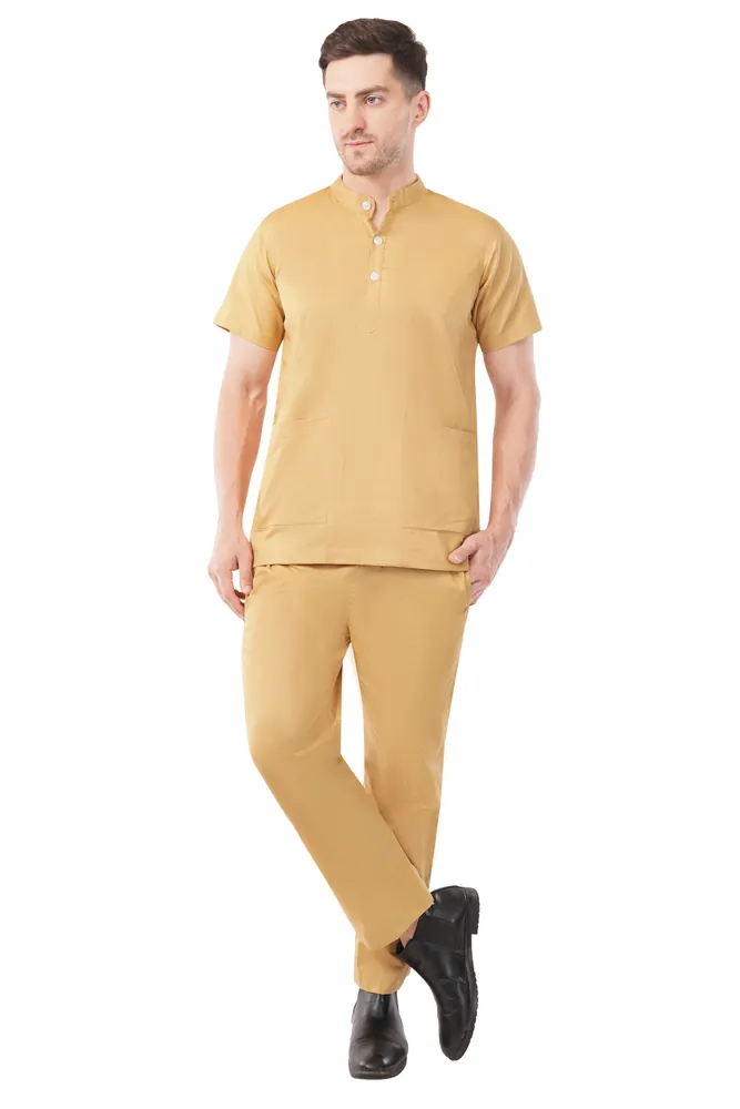 Mandarin Neck with 3 Buttons Pure Cotton Mens Scrub